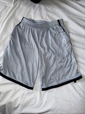 Under Armour Light Gray Athletic Shorts with Black Trim